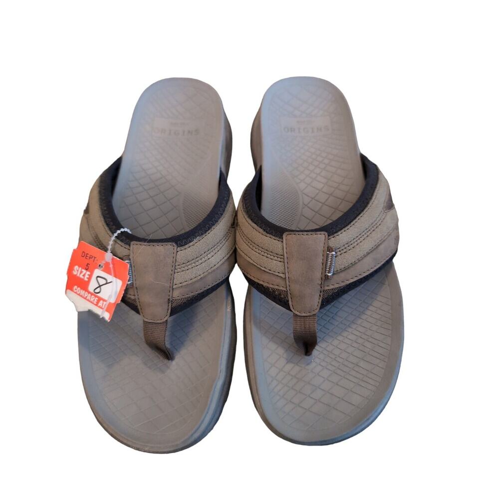 Earth Origins Men's Boyd Brown/Black Sport Flip Flop Sandal # 8 M